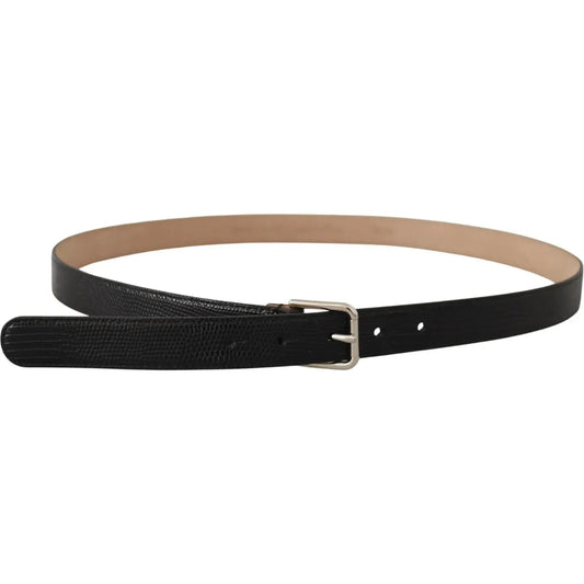 Black Classic Leather Silver Metal Buckle Belt