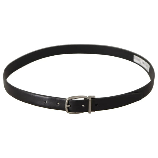 Dolce & Gabbana Black Classic Leather Silver Tone Metal Buckle Belt black-classic-leather-silver-tone-metal-buckle-belt