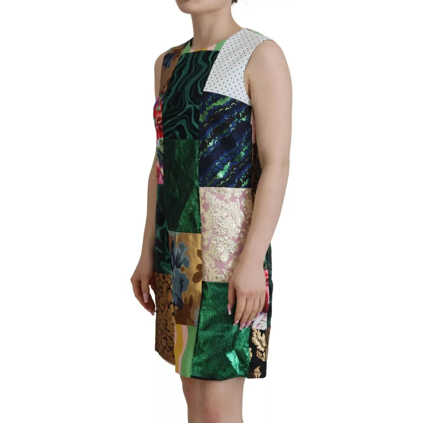 Multicolor Jacquard Patchwork Shift Mini Dress