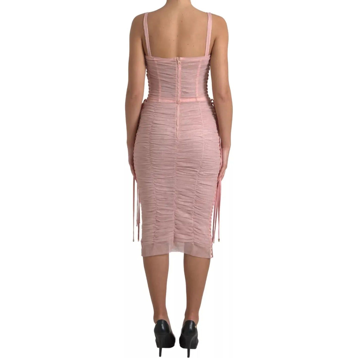 Pink Bustier Corset Lace Up Bodycon Dress