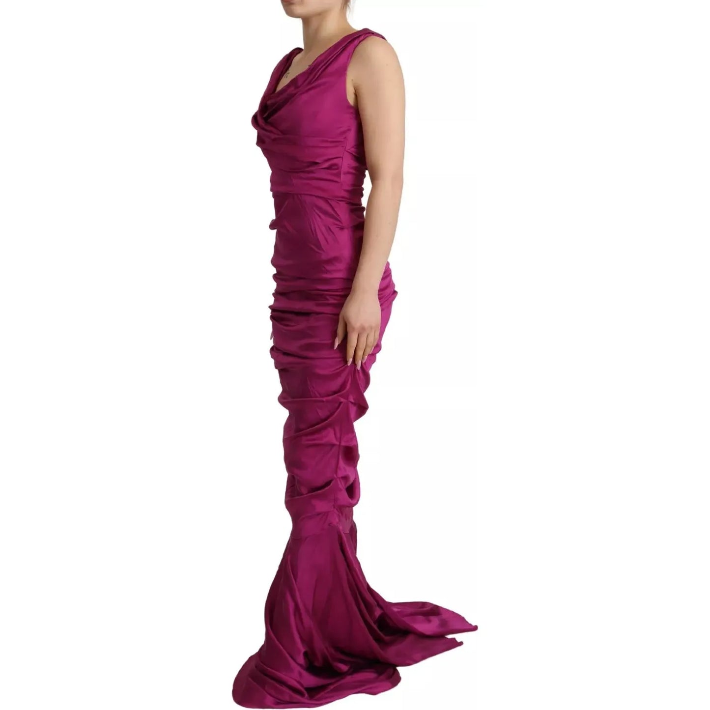 Sheath Mermaid Fuchsia Silk Stretch Gown Dress