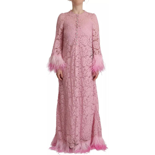Shift Lilac Lace Feathers Long Sleeves Dress