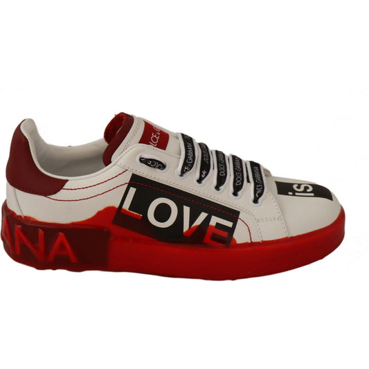 Dolce & Gabbana | Asymmetrical Graphic Leather Sneakers| McRichard Designer Brands   