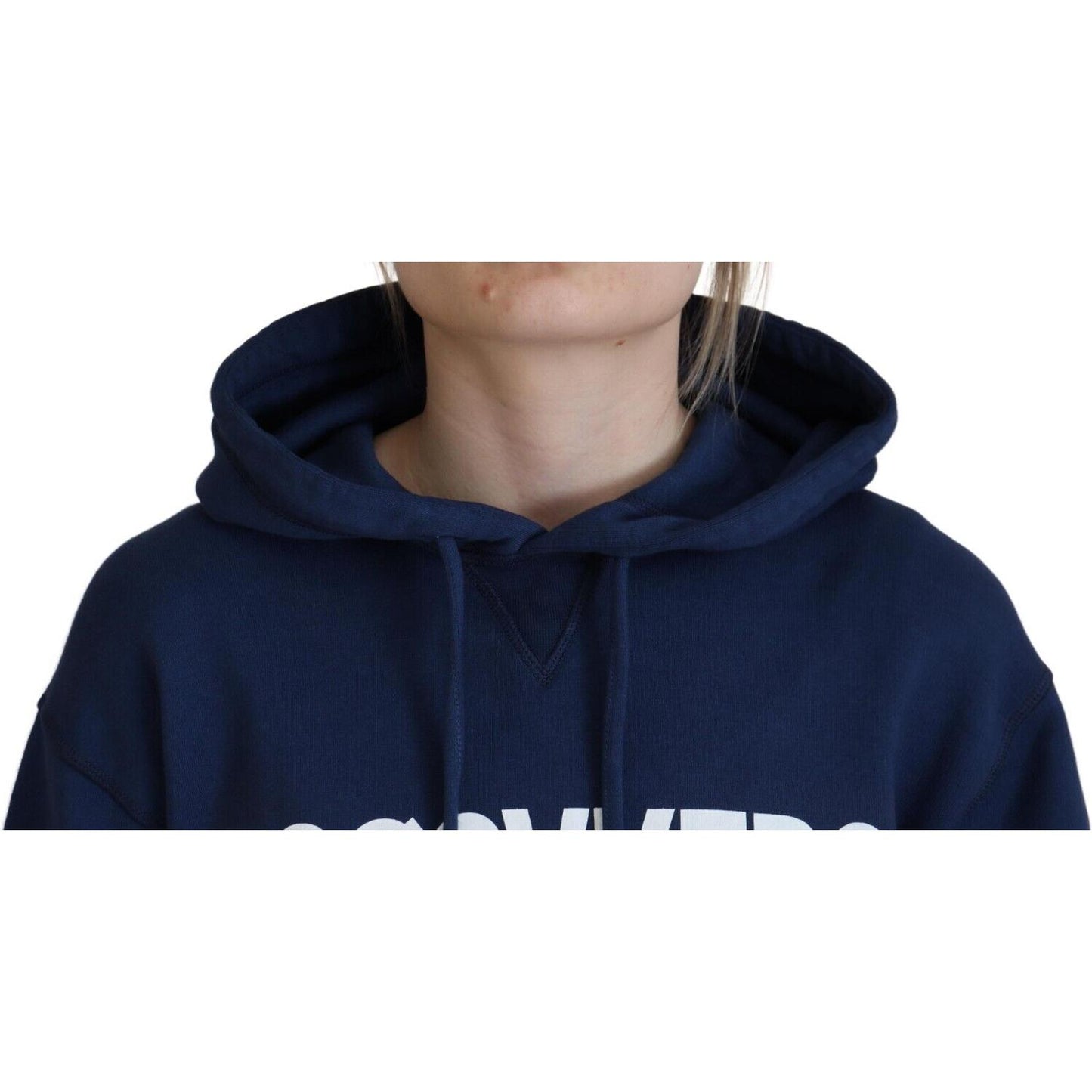 Dsquared² Blue Logo Printed Hooded Women Long Sleeve Sweater blue-logo-printed-hooded-women-long-sleeve-sweater