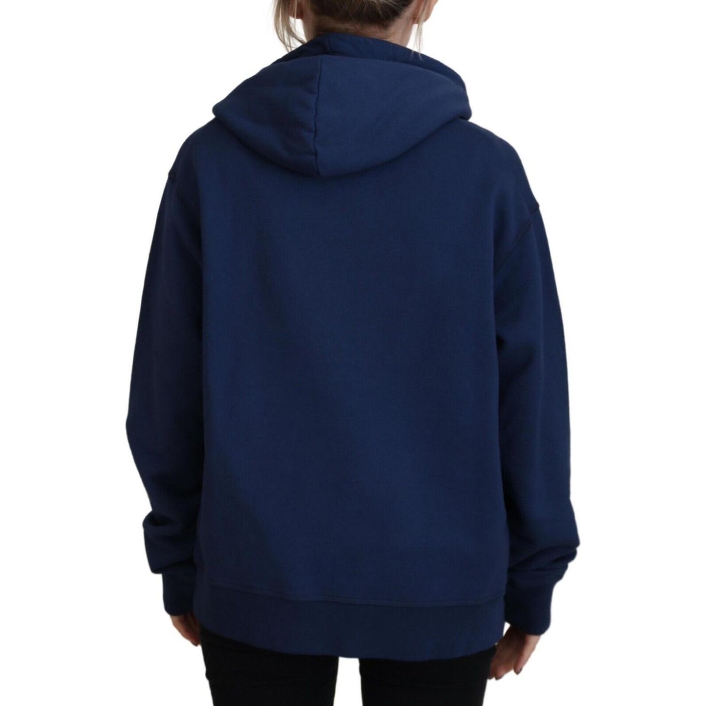 Dsquared² Blue Logo Printed Hooded Women Long Sleeve Sweater blue-logo-printed-hooded-women-long-sleeve-sweater
