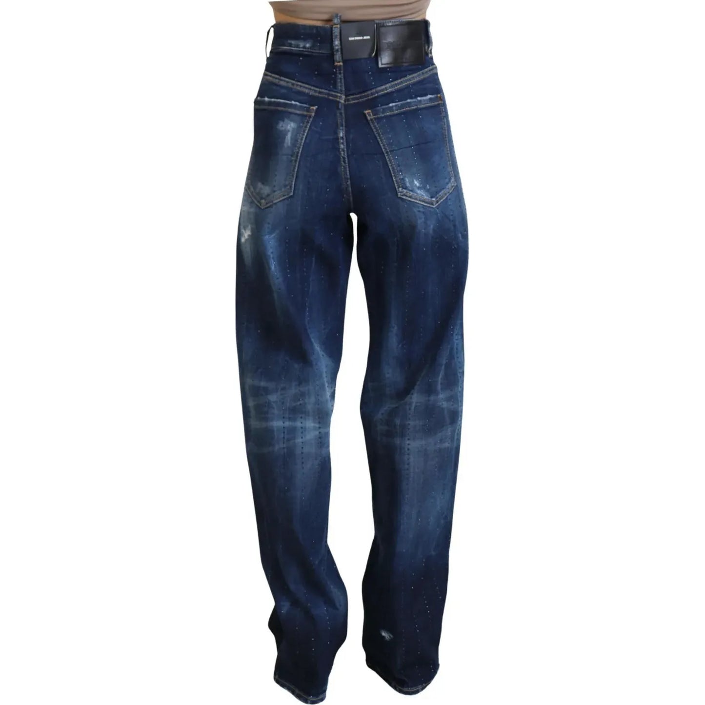 Dsquared² Blue High Waist Straight Denim Jeans San Diego blue-high-waist-straight-denim-jeans-san-diego
