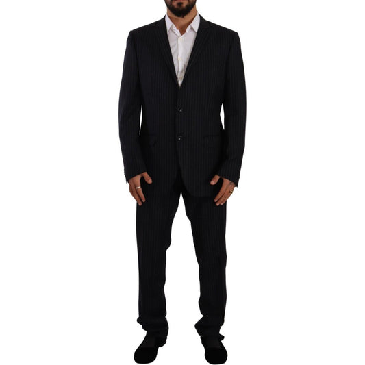 Domenico Tagliente Sleek Grey 2-Piece Mens Suit with Notch Lapels gray-polyester-single-breasted-formal-suit-1