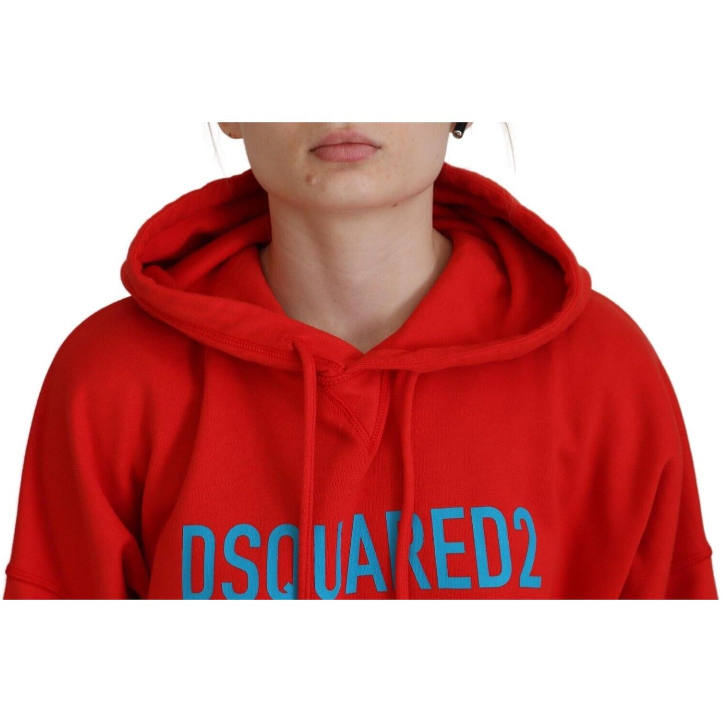 Dsquared² Red Logo Print Cotton Hoodie Sweatshirt Sweater red-logo-print-cotton-hoodie-sweatshirt-sweater