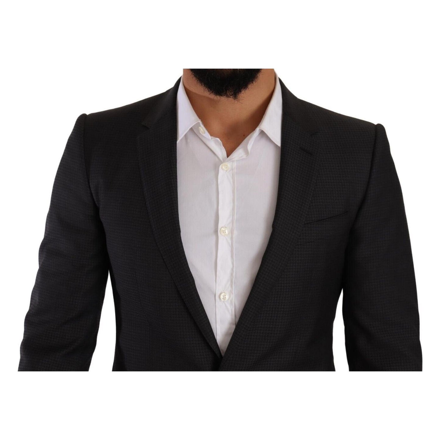 Dolce & Gabbana Elegant Black Wool Martini Suit black-martini-single-breasted-2-piece-suit