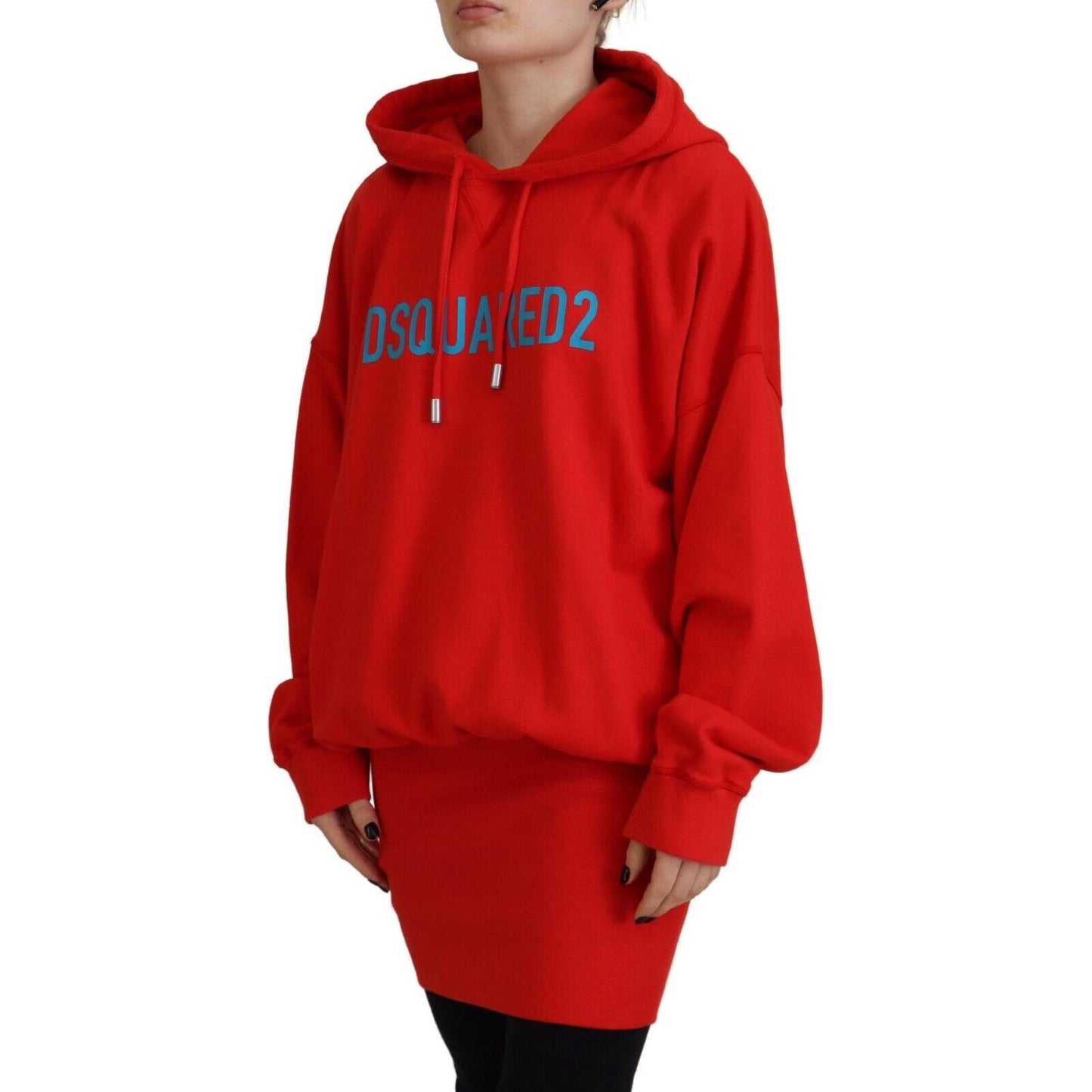 Dsquared² Red Logo Print Cotton Hoodie Sweatshirt Sweater red-logo-print-cotton-hoodie-sweatshirt-sweater