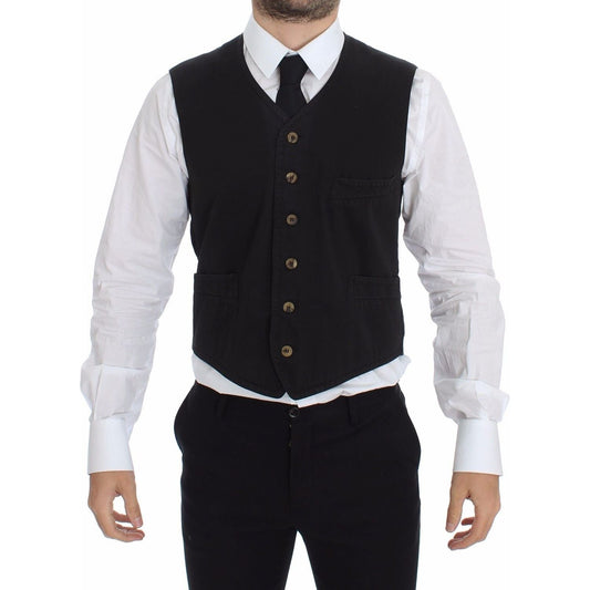 Dolce & Gabbana Elegant Black Dress Vest black-cotton-viscose-dress-vest-blazer