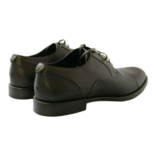 Dolce & Gabbana Elegant Brown Leather Formal Lace-ups brown-leather-laceups-dress-mens-shoes
