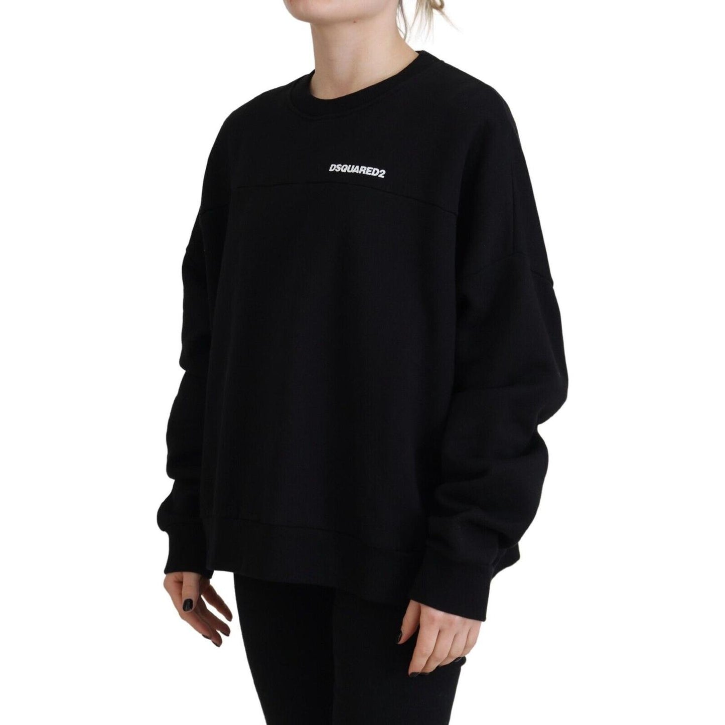 Dsquared² Black Cotton Printed Women Long Sleeve Sweater black-cotton-printed-women-long-sleeve-sweater