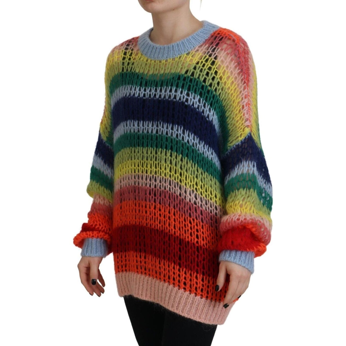 Dsquared² Multicolor Knitted Mohair Crewneck Pullover Sweater multicolor-knitted-mohair-crewneck-pullover-sweater