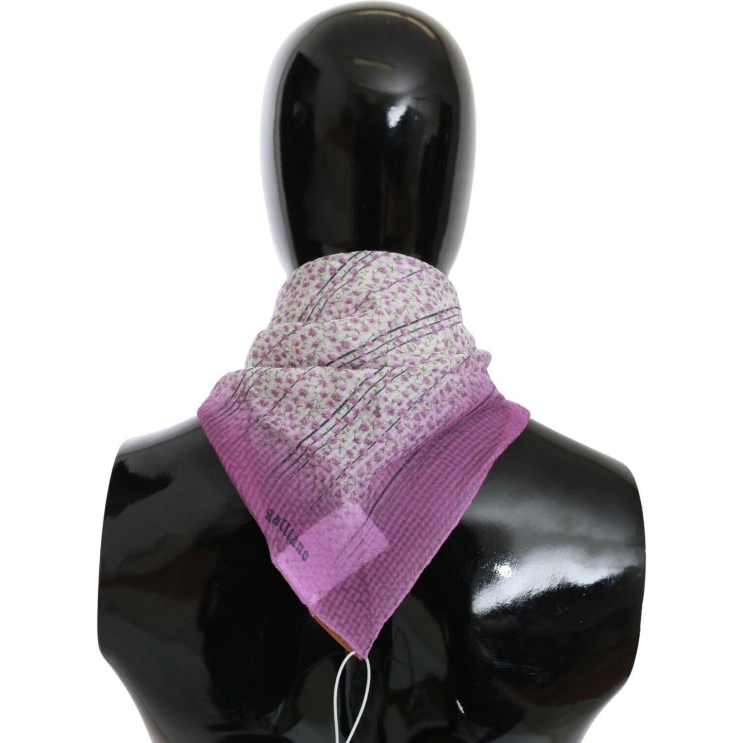 John Galliano Chic Pink Silk Bandana Shawl Scarf pink-bandana-head-wrap-foulard-square-scarf