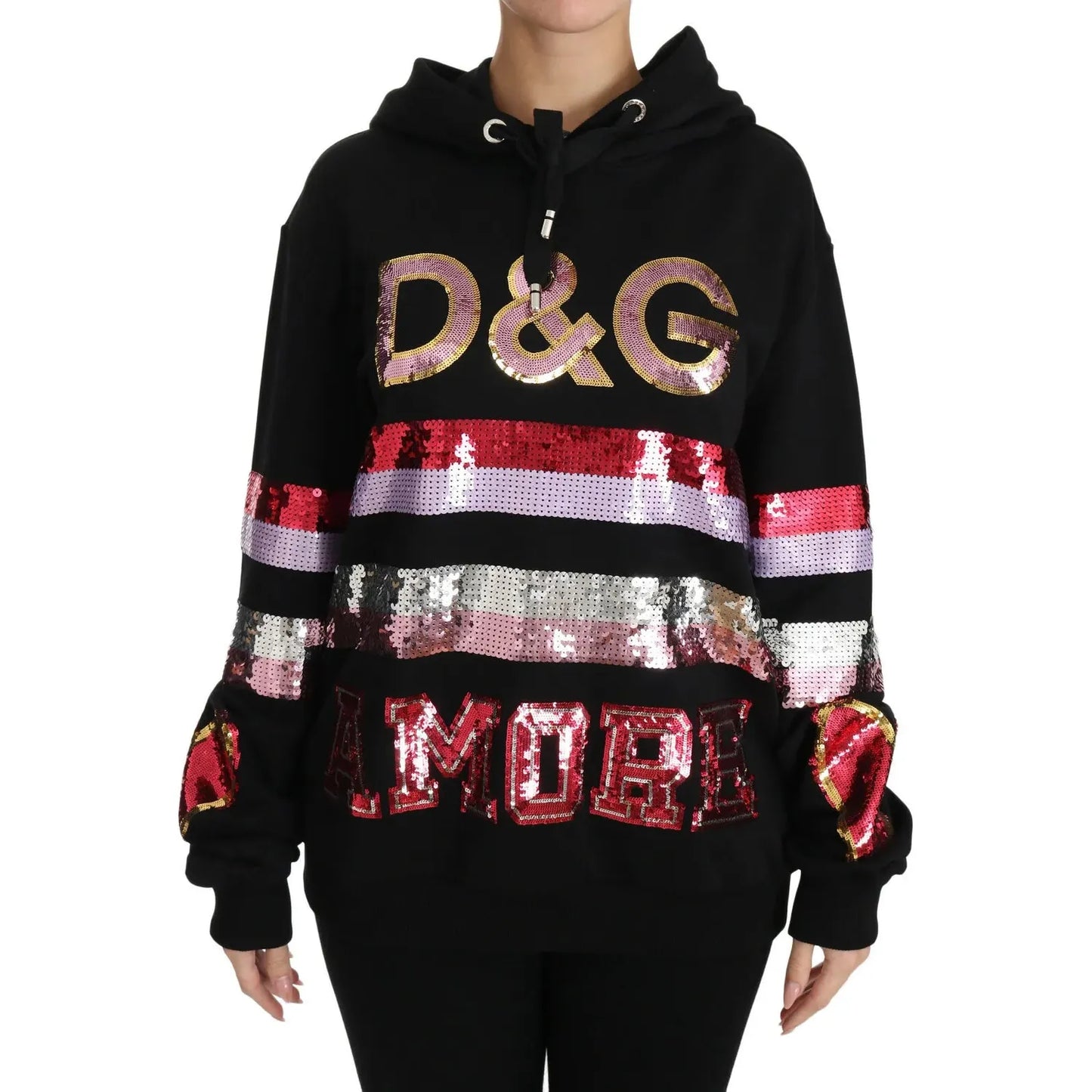 Dolce & Gabbana DG Sequined Hooded Pullover Sweater dg-sequined-hooded-pullover-sweater-2