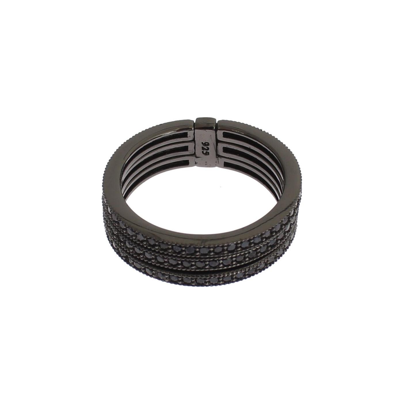 Nialaya Elegant Black Rhodium Silver Crystal Ring Ring black-cz-925-sterling-silver-womens