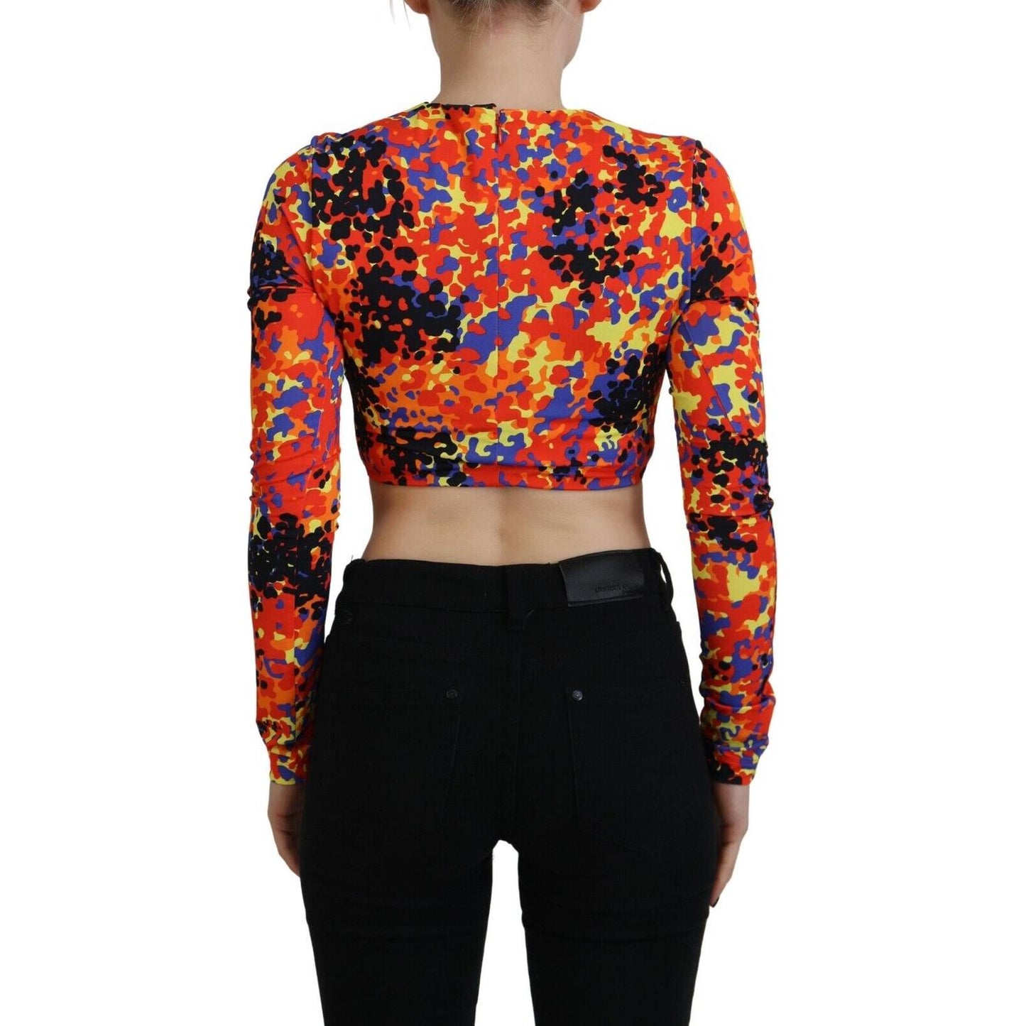 Dsquared² Multicolor Cami Long Sleeves Cropped Blouse Top multicolor-cami-long-sleeves-cropped-blouse-top