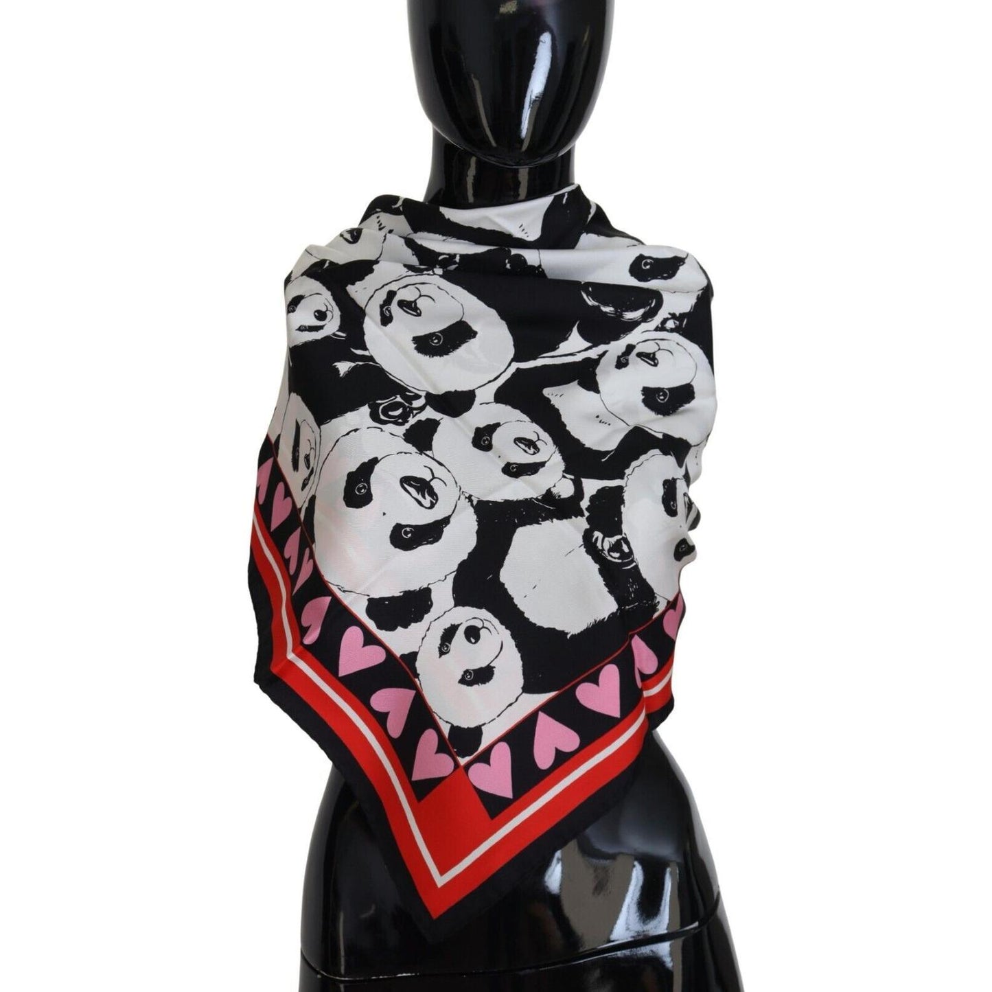 Dolce & Gabbana Elegant Panda Print Silk Scarf multicolor-panda-print-silk-shawl-wrap-scarf