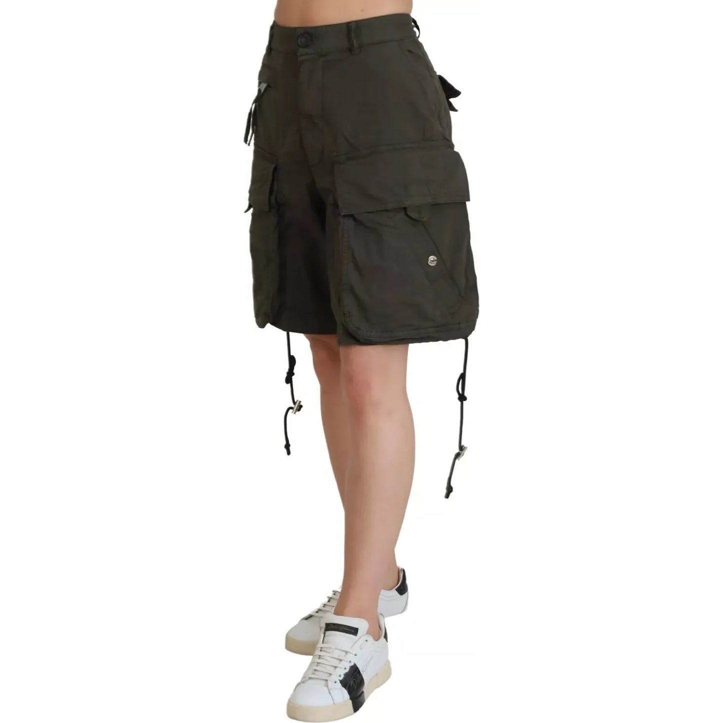 Dsquared² Green High Waist Cargo Bermuda Women Shorts green-high-waist-cargo-bermuda-women-shorts