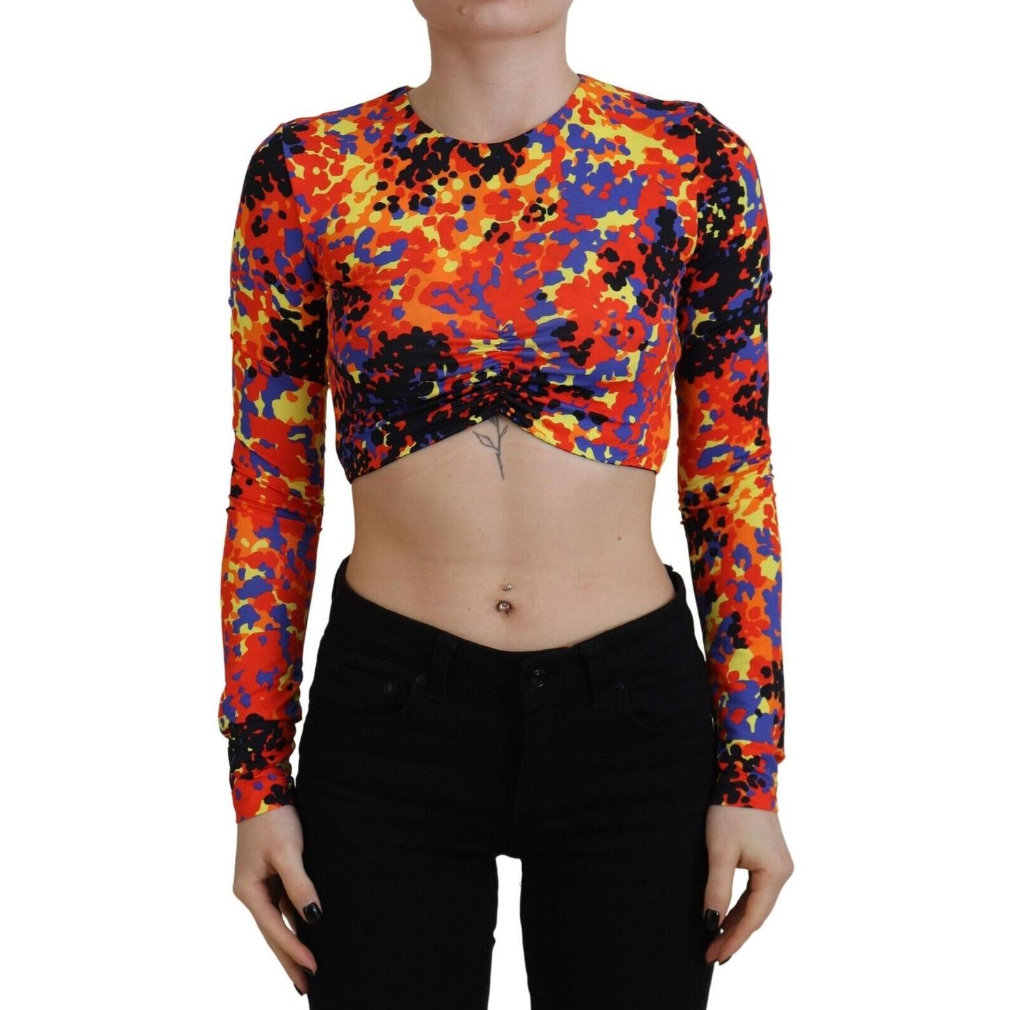 Dsquared² Multicolor Cami Long Sleeves Cropped Blouse Top multicolor-cami-long-sleeves-cropped-blouse-top