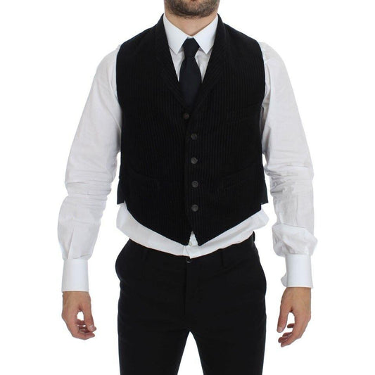 Dolce & Gabbana | Elegant Black Manchester Dress Vest| McRichard Designer Brands   