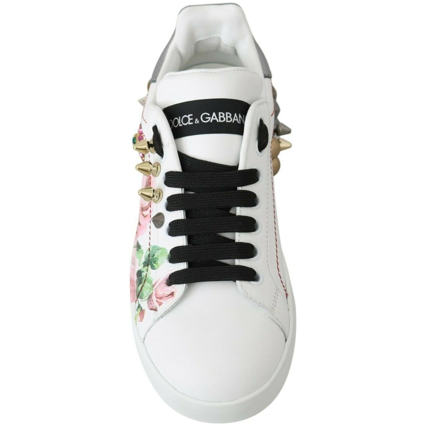 Dolce & Gabbana | Floral Crystal-Embellished Leather Sneakers| McRichard Designer Brands   