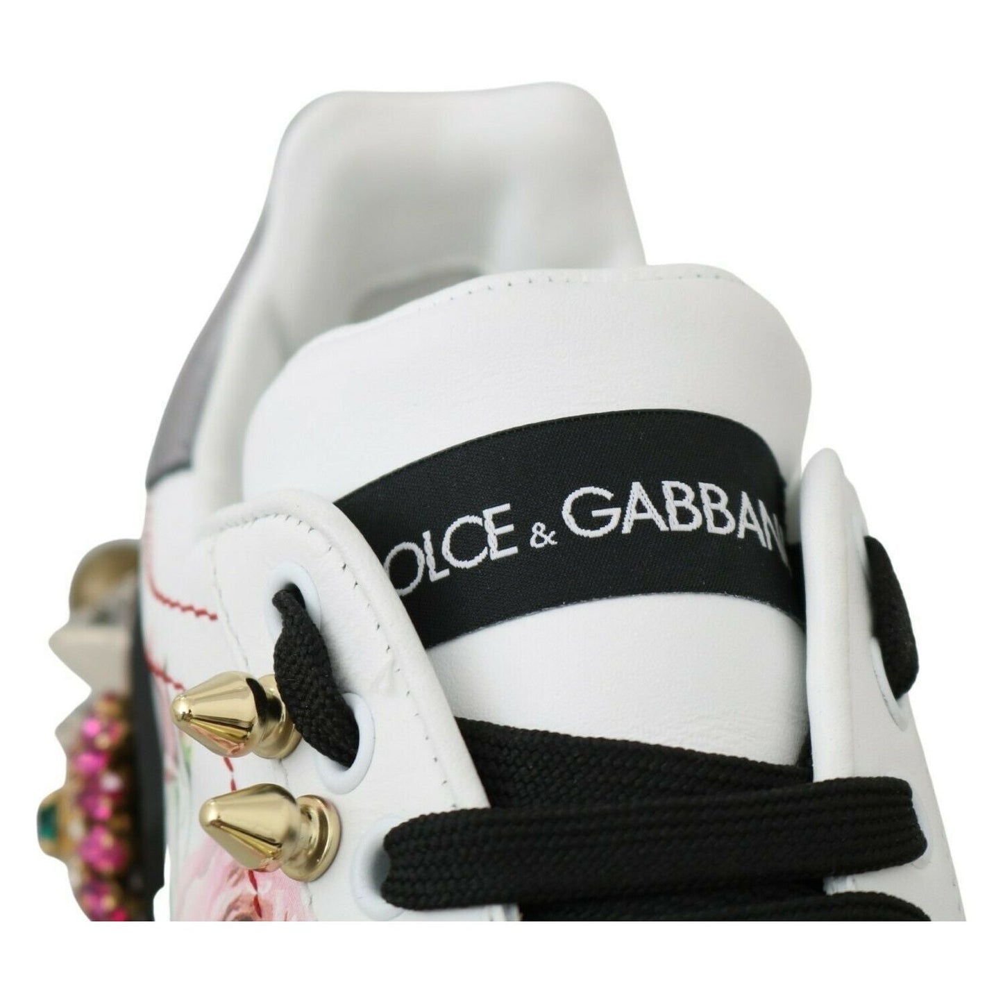 Dolce & Gabbana | Floral Crystal-Embellished Leather Sneakers| McRichard Designer Brands   