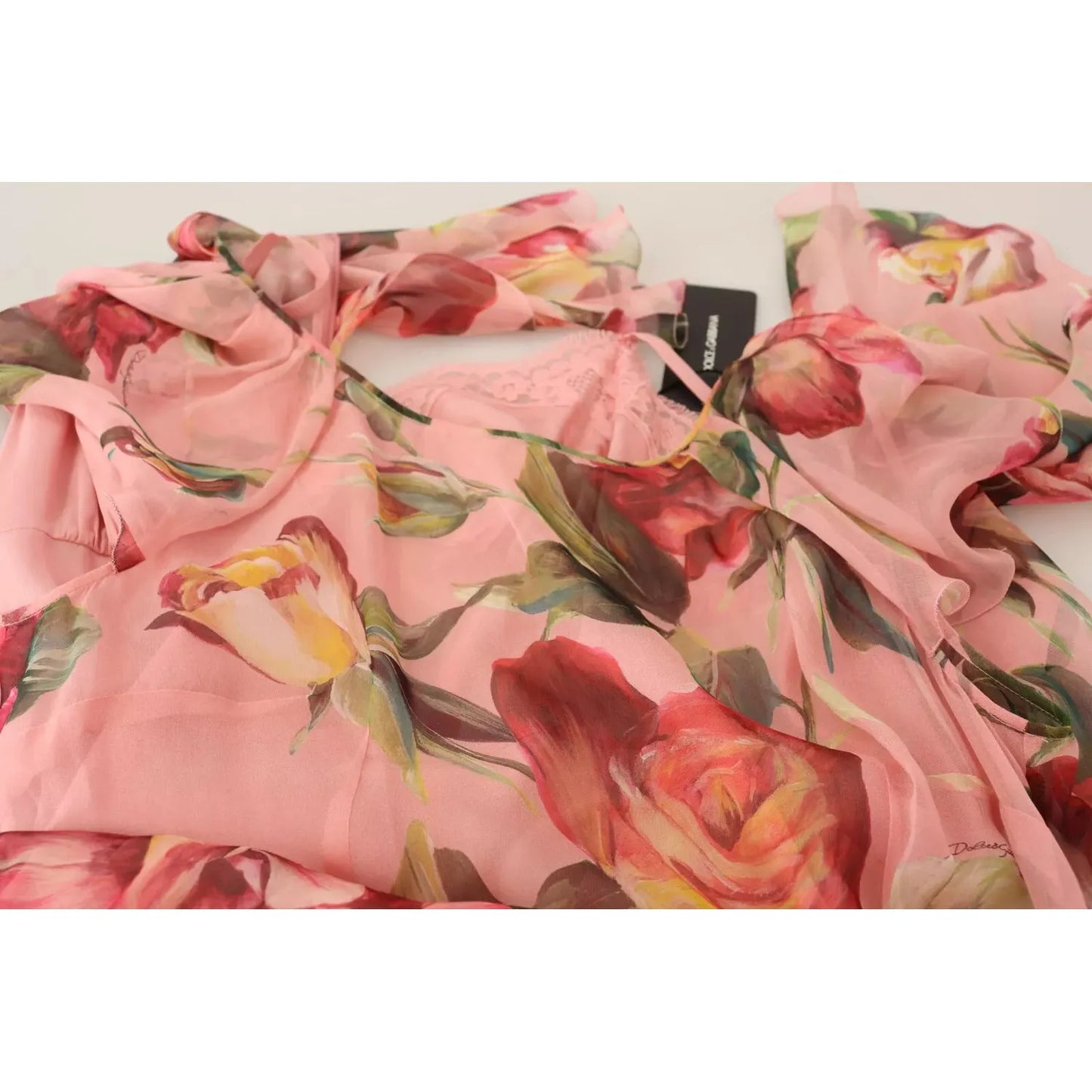 Pink Silk Floral Print Layered Maxi Dress