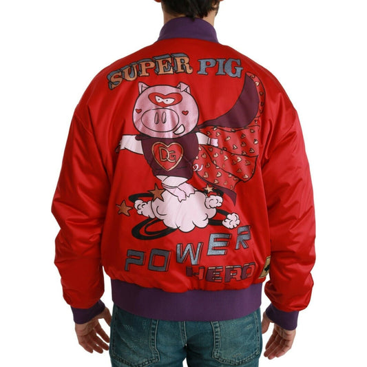 Dolce & GabbanaVibrant Red Bomber Jacket with Multicolor MotifMcRichard Designer Brands£589.00