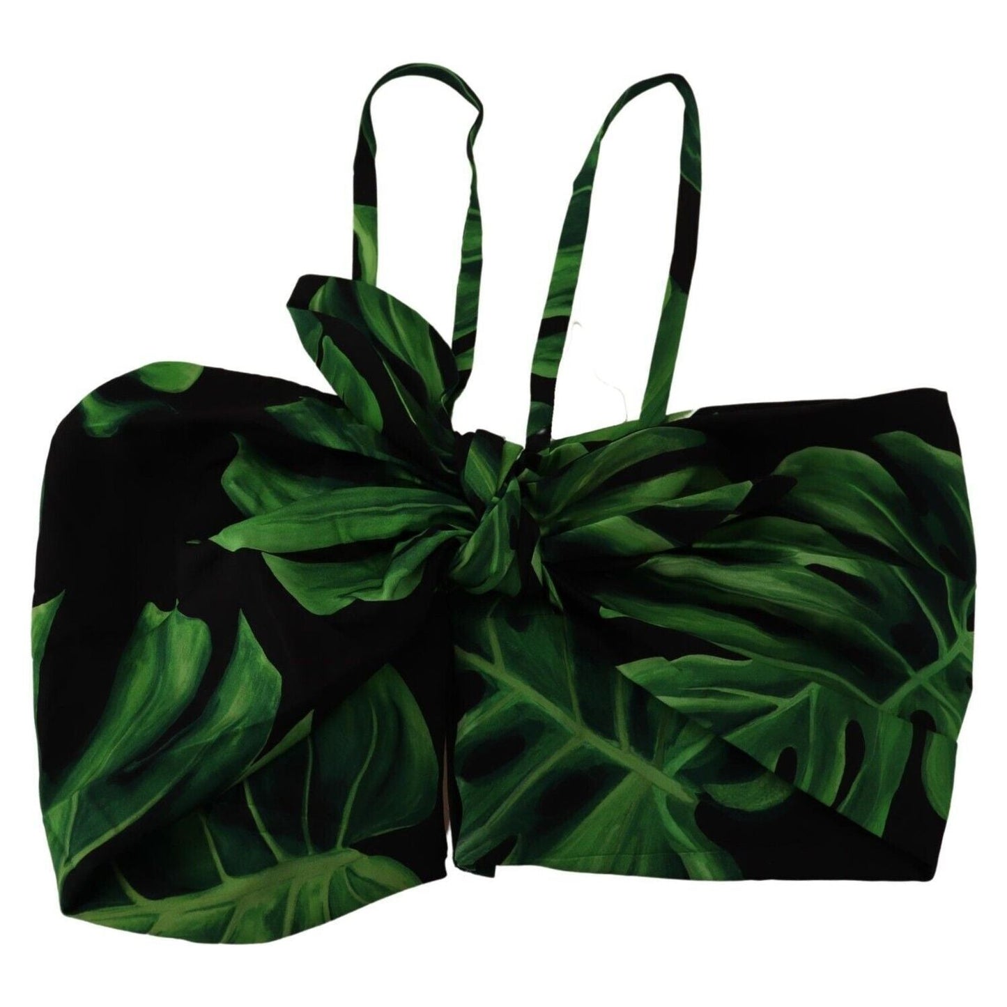 Dolce & Gabbana Elegant Leaf Print Halter Cropped Top elegant-leaf-print-halter-cropped-top