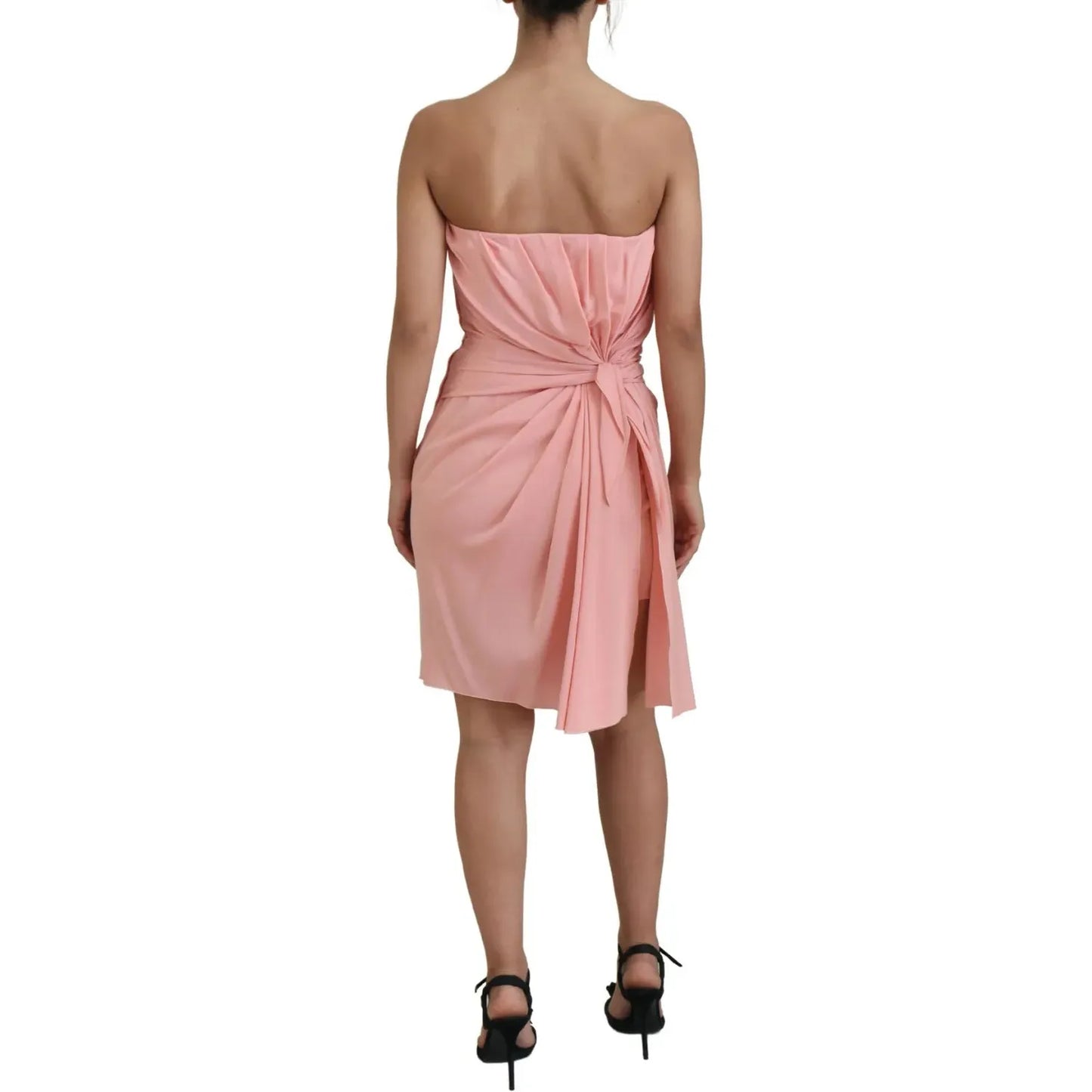 Pink Silk Stretch Strapless Sheath Dress