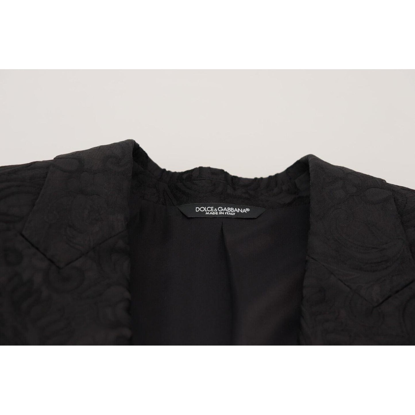 Dolce & Gabbana Elegant Slim Fit Peak Lapel Blazer black-floral-jacquard-single-breasted-martini-blazer