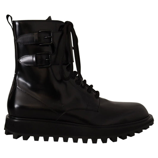 Dolce & GabbanaElegant Black Leather Ankle BootsMcRichard Designer Brands£679.00