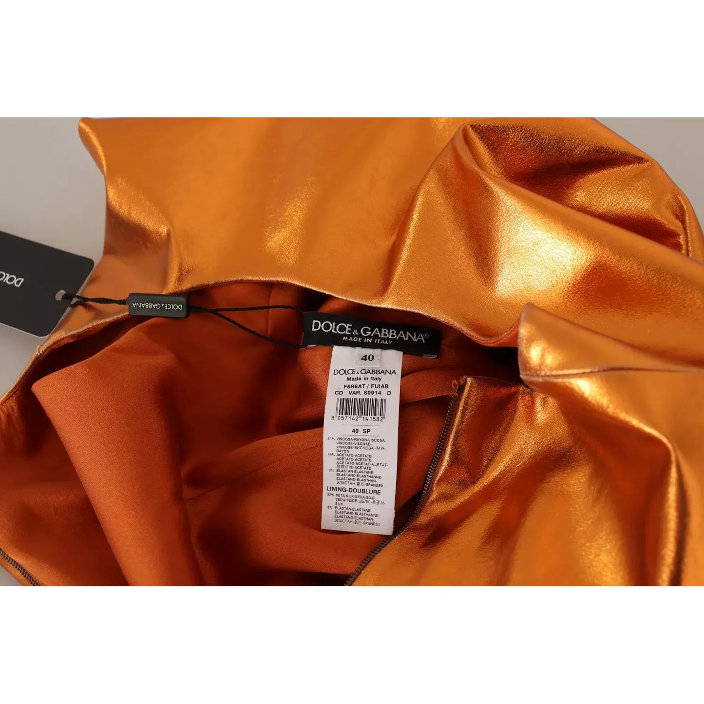 Metallic Orange Sleeveless Sheath Dress