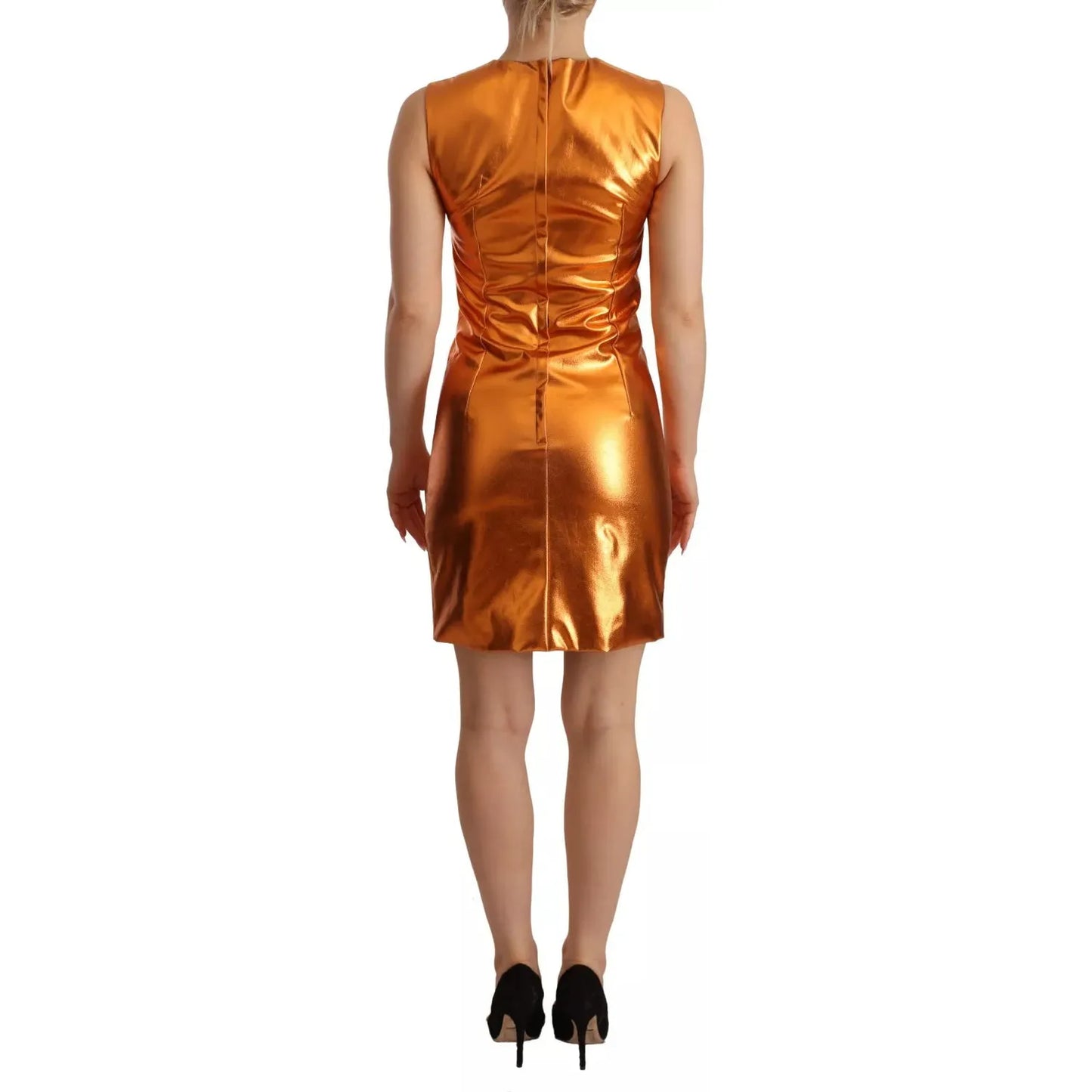 Metallic Orange Sleeveless Sheath Dress