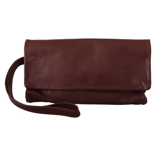 CLAUDIO CUTULI Elegant Brown Leather Clutch with Silver Detailing elegant-brown-leather-clutch-with-silver-detailing