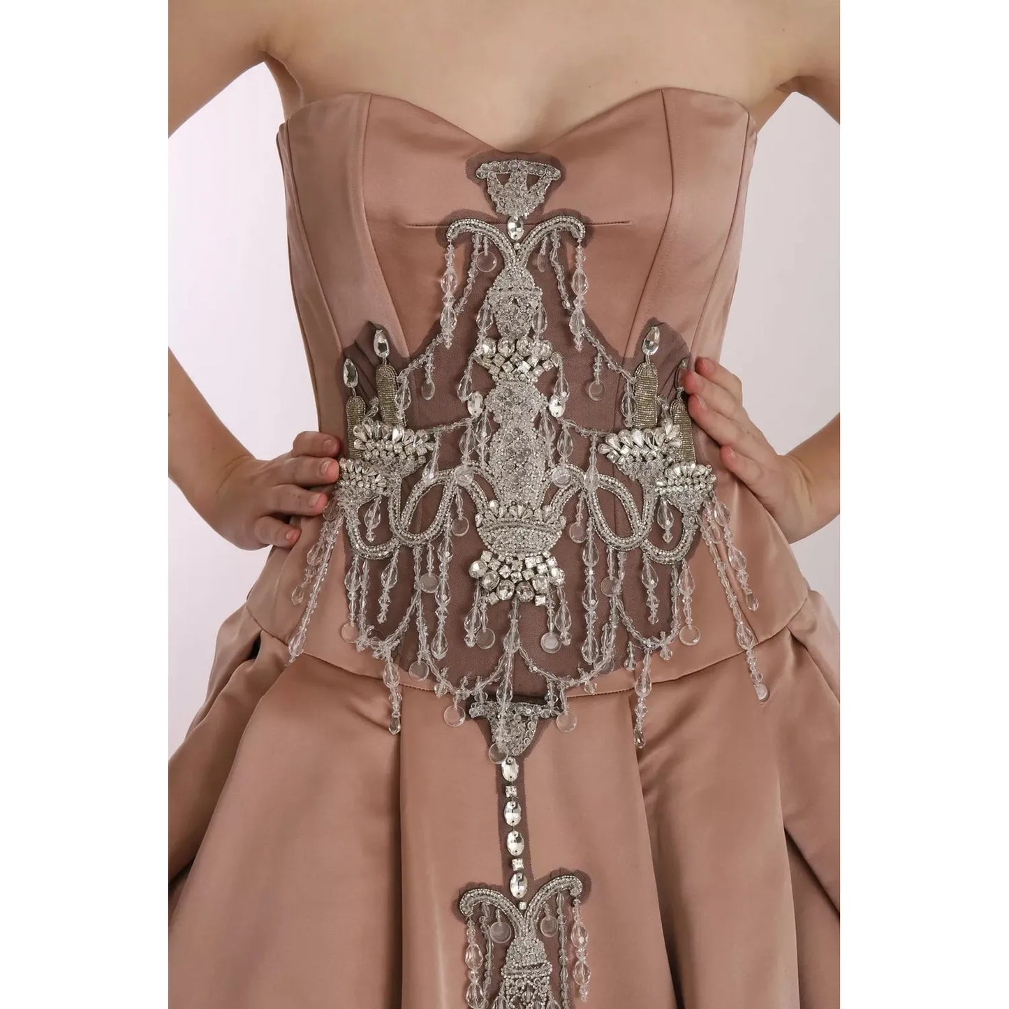 Dolce & Gabbana Crystal Pink Silk Chandelier Ball Gown Dress crystal-pink-silk-chandelier-ball-gown-dress