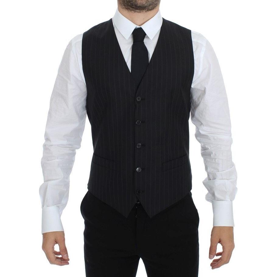 Dolce & GabbanaChic Black Striped Wool Silk Dress VestMcRichard Designer Brands£179.00