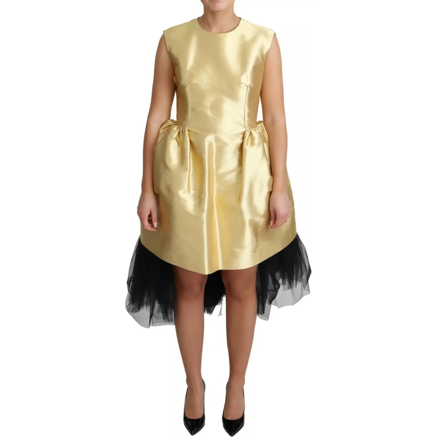 Polyester Gold Sleeveless A-line Tulle Dress