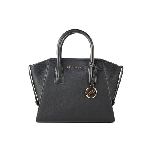 Michael Kors | Avril Small Black Pebble Leather Top Zip Satchel Crossbody Bag| McRichard Designer Brands   