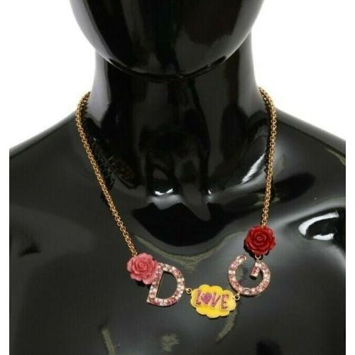 Dolce & Gabbana | Gold Crystal Charm Statement Necklace| McRichard Designer Brands   