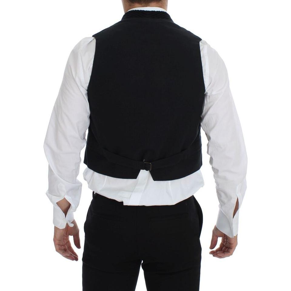Dolce & Gabbana Elegant Black Manchester Dress Vest black-manchester-single-breasted-vest