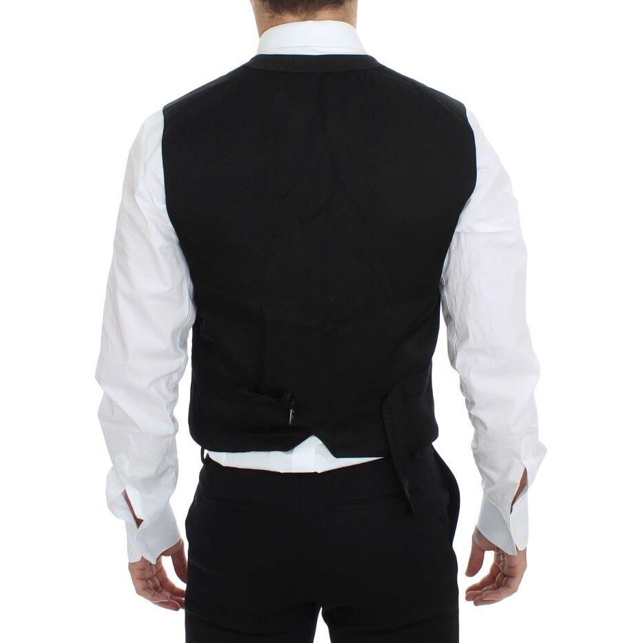 Dolce & Gabbana | Elegant Black Cotton Blend Dress Vest| McRichard Designer Brands   