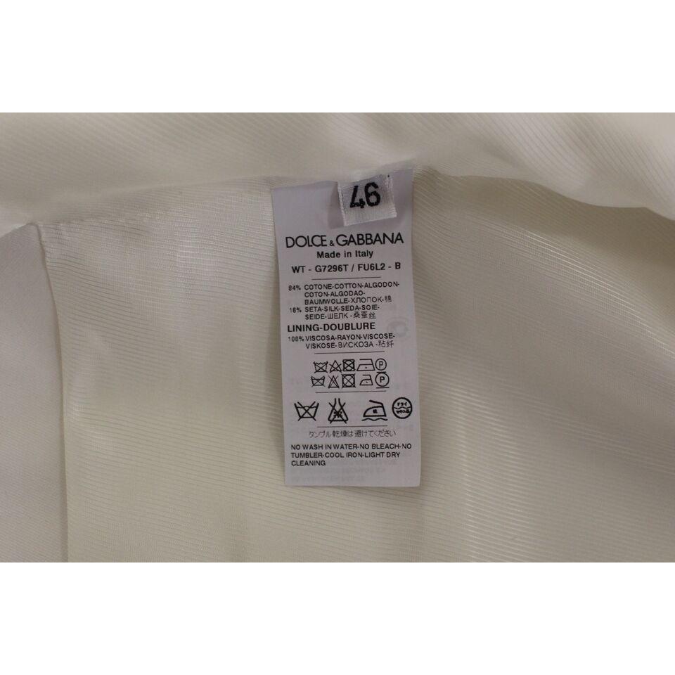 Dolce & Gabbana Elegant White Cotton Silk Dress Vest white-cotton-silk-blend-dress-vest-blazer