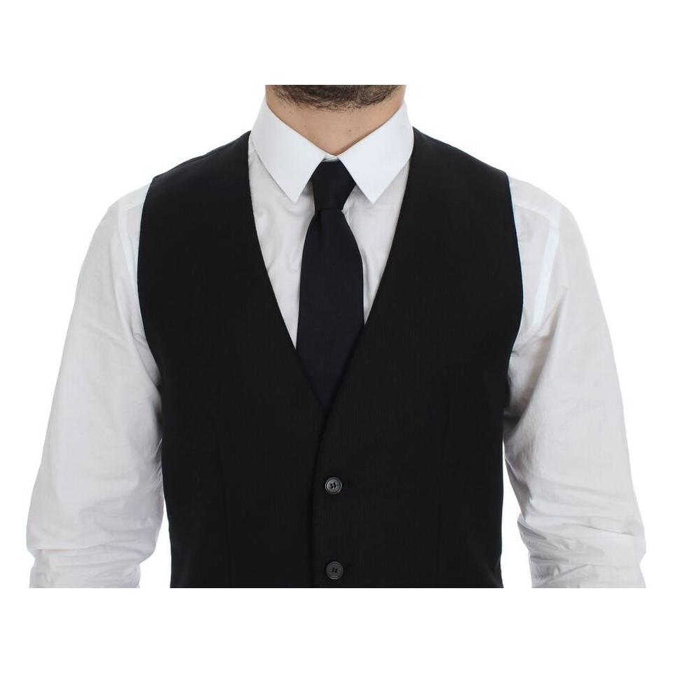 Dolce & Gabbana Elegant Black Wool Dress Vest black-wool-single-breasted-vest-gilet-1