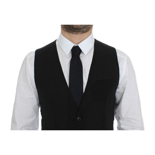 Dolce & Gabbana Elegant Black Wool Dress Vest black-wool-formal-dress-vest-gilet-jacket-2