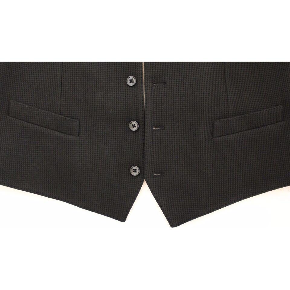 Dolce & Gabbana Elegant Black Silk Dress Vest black-cotton-dress-vest-blazer-jacket