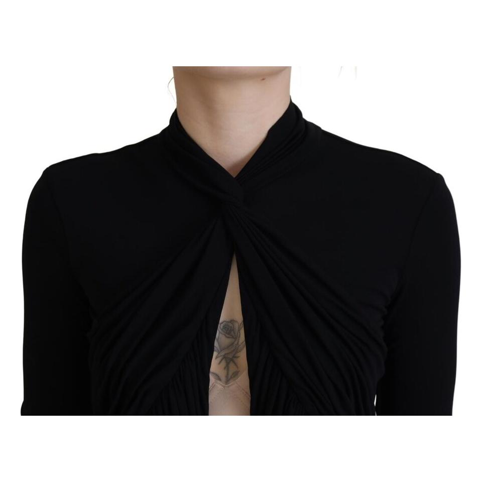 Dsquared² Black Viscose Long Sleeves Cut Out Mini Dress black-viscose-long-sleeves-cut-out-mini-dress