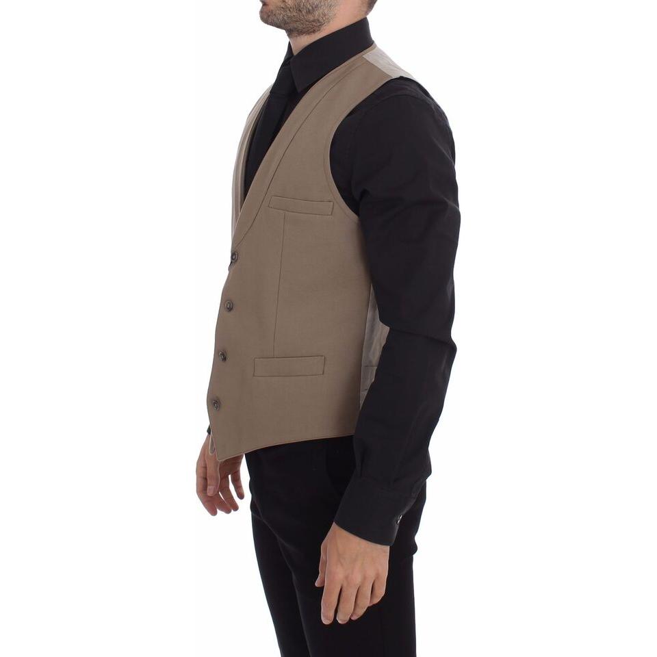 Dolce & Gabbana | Elegant Beige Cotton Dress Vest – Slim Fit| McRichard Designer Brands   